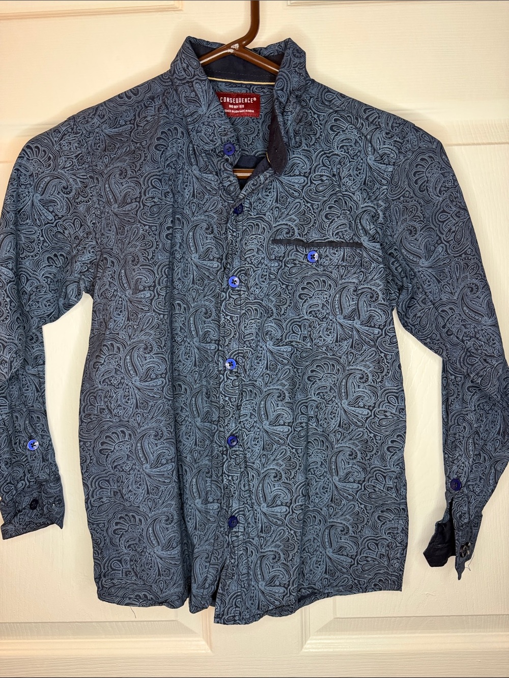 Consequence Blue Paisley Button-Up Shirt